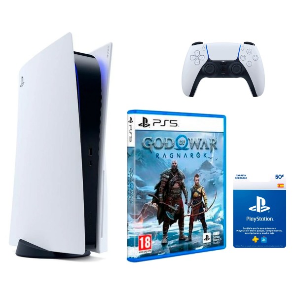 Sony pack playstation 5 edición blu-ray + god of war ragnarok + 50€ playstation store + dualsense extra