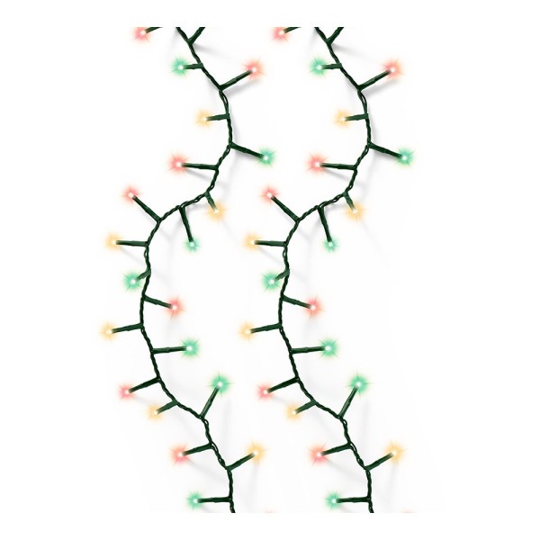 Guirnalda multifunción, uso exterior, led compact, multicolor clásico, cable negro, 500 leds, 11 m